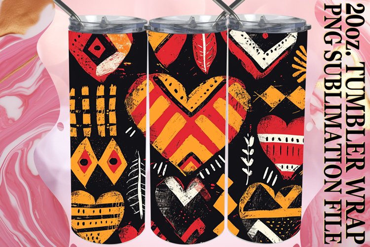 20oz Tumbler Wrap - Love Theme Hearts