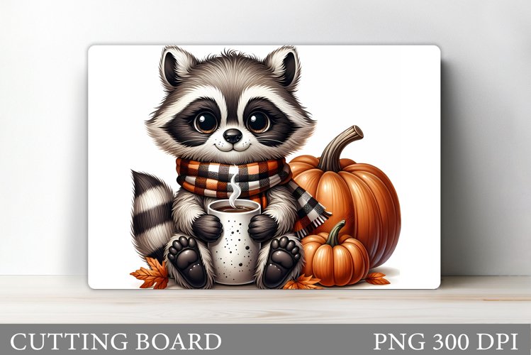 Fall Raccoon Cutting Board. Fall Cutting Board Sublimation
