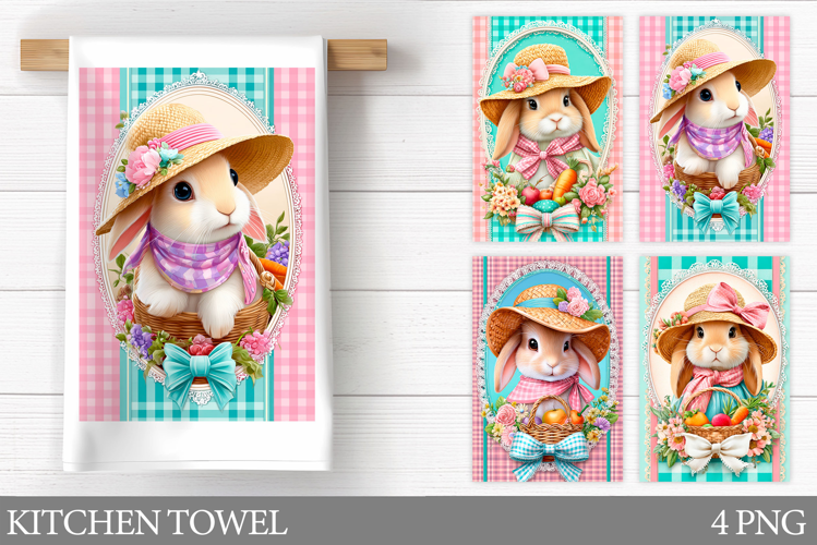 Cute Bunny Kitchen Towel. Summer Bunny Kitchen Towel Design
