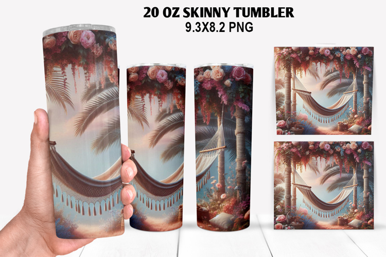 Summer Skinny Tumbler 20oz Wrap Design, Summer Tumble PNG