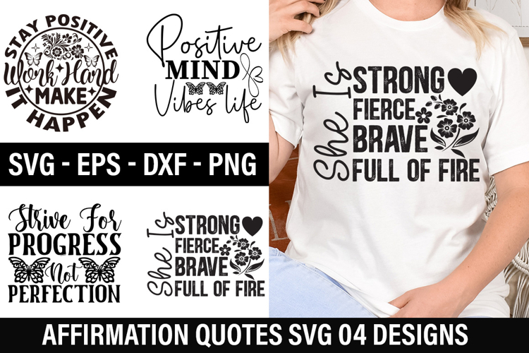 Affirmation Quotes SVG Design - Strive For Progress Not Perf
