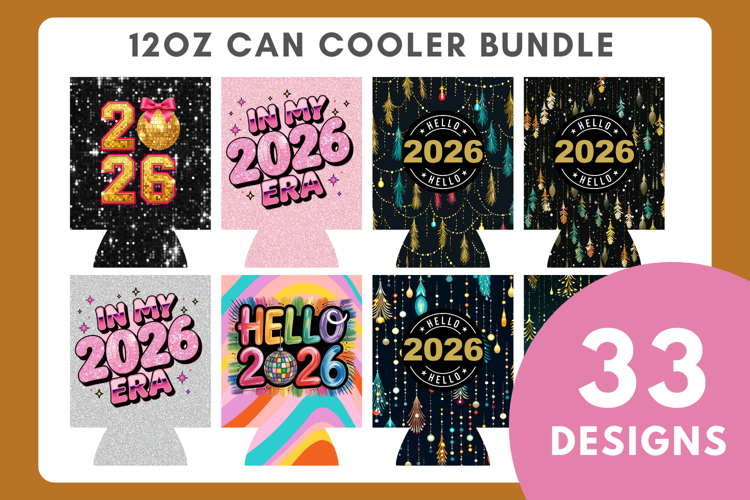 33 Christmas & New Year 2026 Can Cooler Wraps Bundle