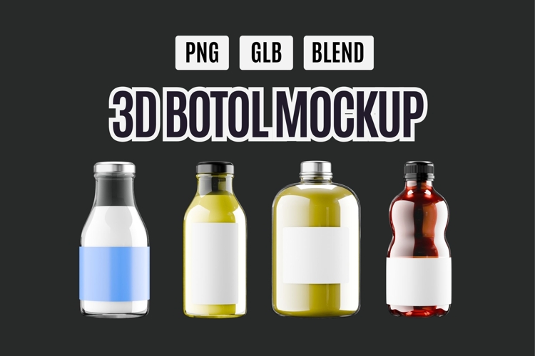 3D Bottle Mockup Pack 3