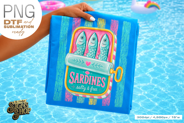 Sardines Salty & Free PNG, Coastal Summer Beach Design