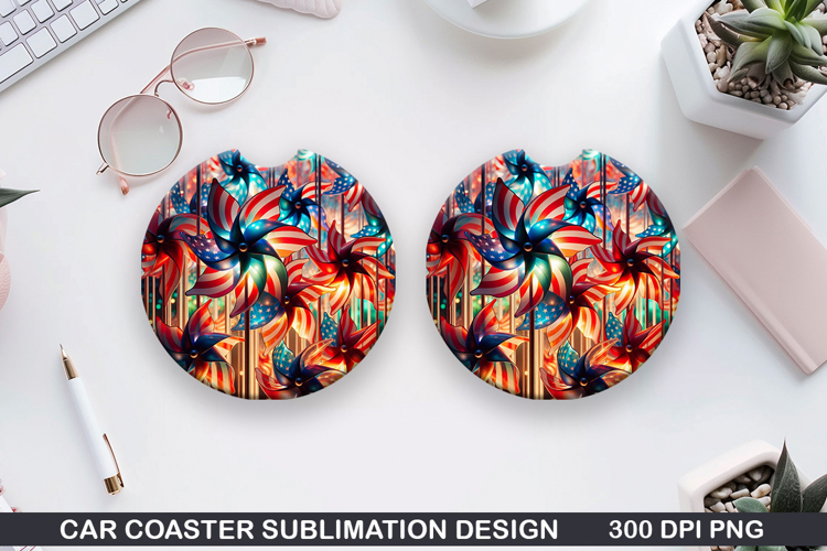 4th Of July Car Coaster Sublimation| 4th Of July Coaster PNG