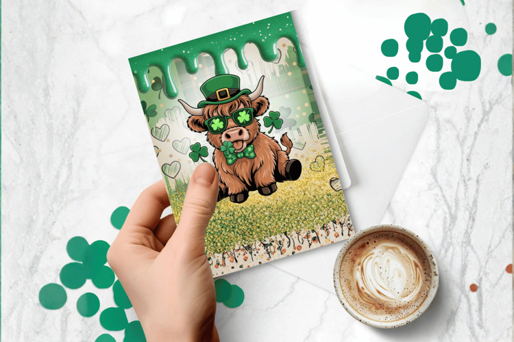 Funny Highland Cow Greeting Card PNG Sublimation Design!