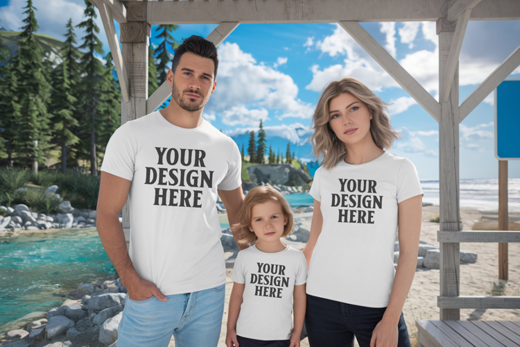 Bella Canvas 3001 Family Group Mockup