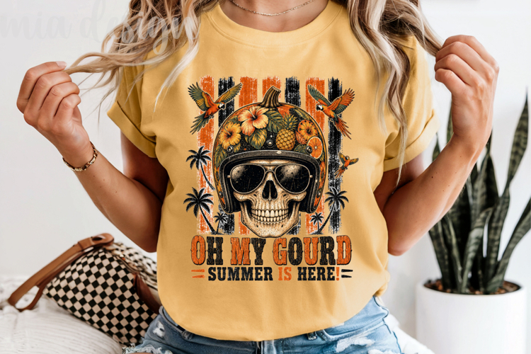 Summer Skull PNG Oh My Gourd Tropical Sublimation Design