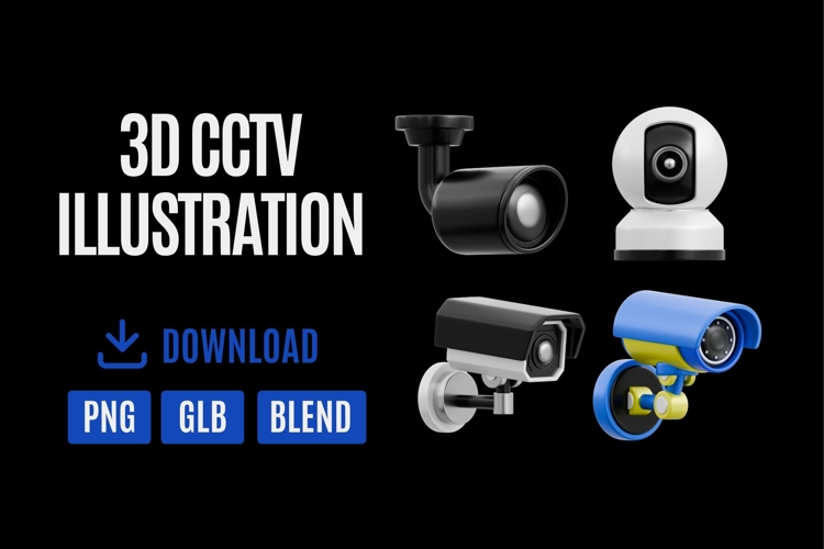 3D Icon CCTV & Security Camera Set 03