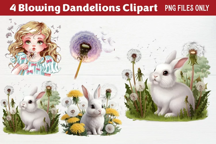 Blowing Dandelions Clipart PNG