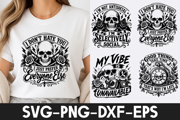 Dark Gothic Skull Rose Quote SVG