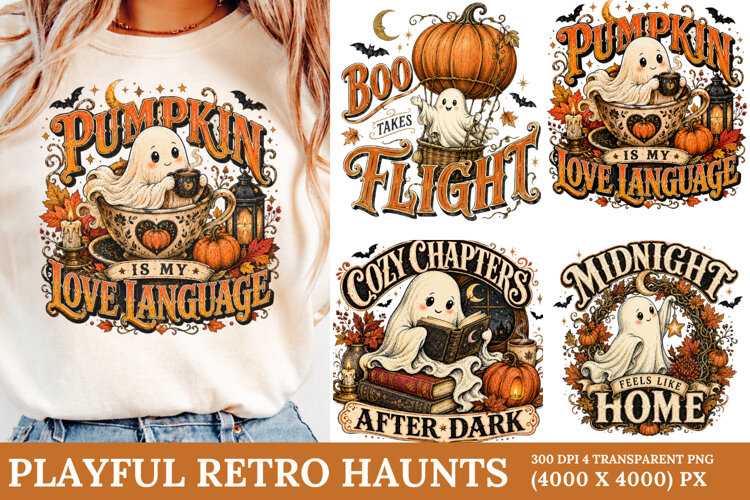 Playful Retro Haunts PNG example image 1
