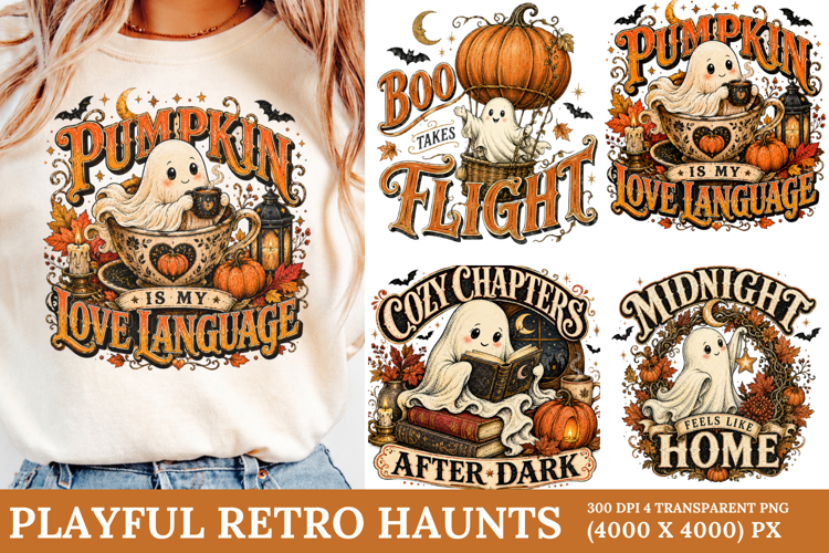 Playful Retro Haunts PNG