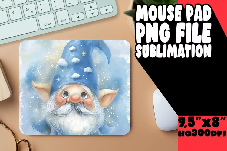 Cute Gnome Sublimation Mouse Pad Design Art PNG