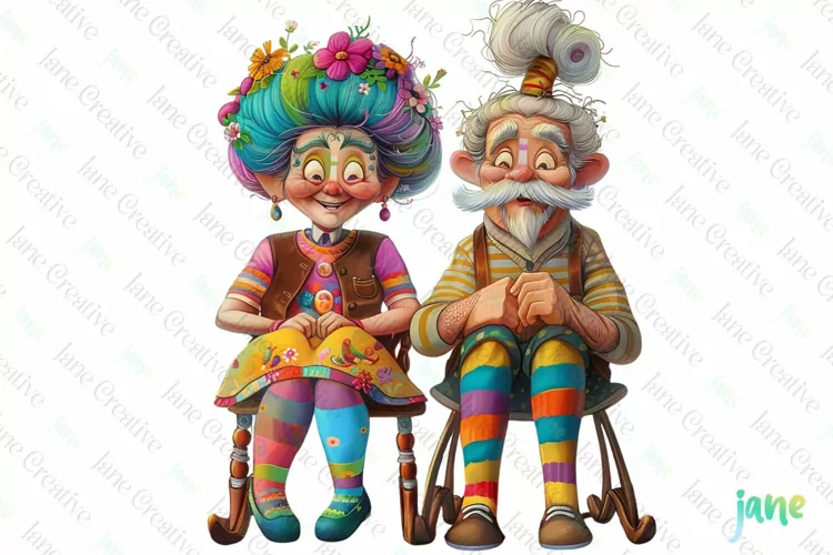 Funny Cartoon Grandparent Sublimation