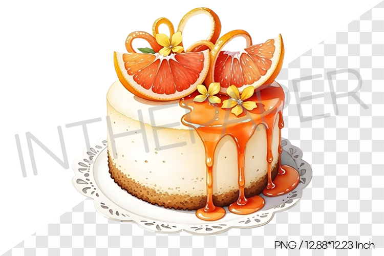 Grapefruit glaze cheesecake PNG Clipart Watercolor Dessert
