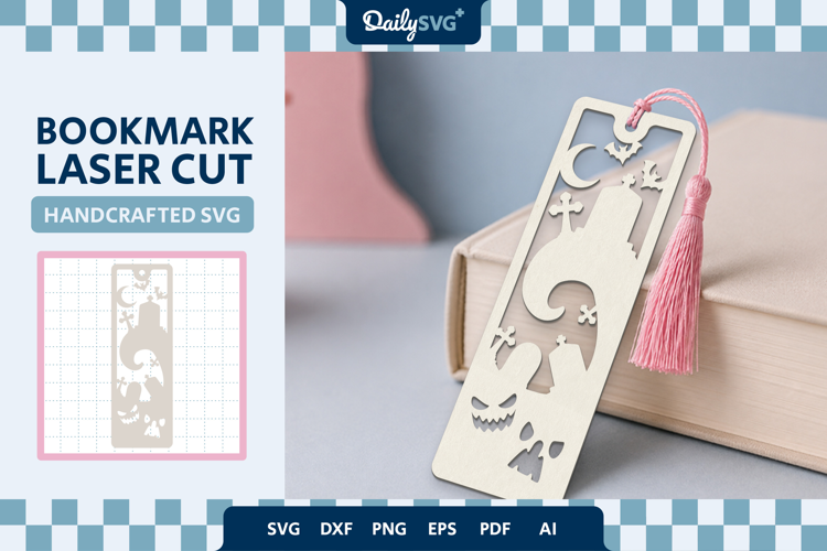 Graveyard Bookmark Halloween SVG Spooky Cut File