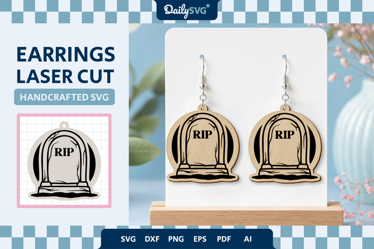 Halloween Tombstone Earrings Laser Cut SVG