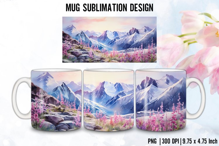 Wildflowers in Winter Mug Wrap Sublimation Designs