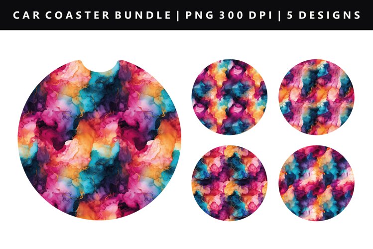 Alcohol Ink Keychain And Car Coaster Sublimation Design