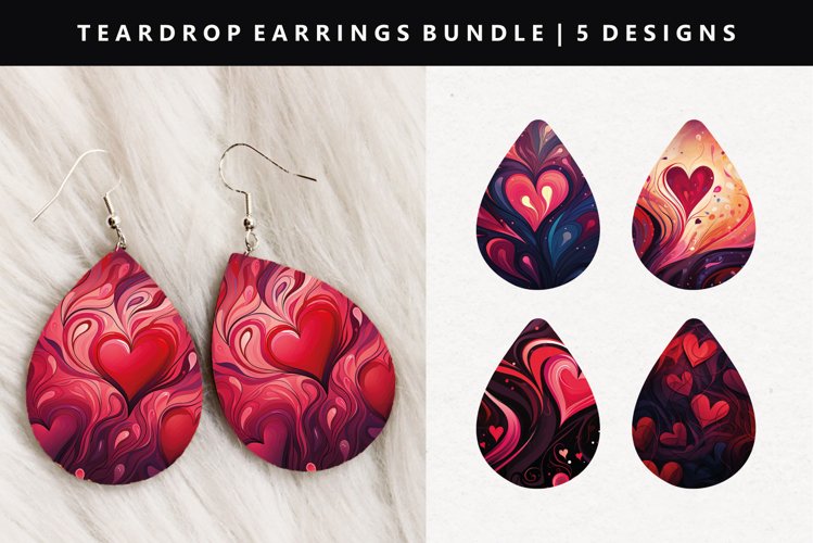 Valentine Teardrop Earring Sublimation PNG Design