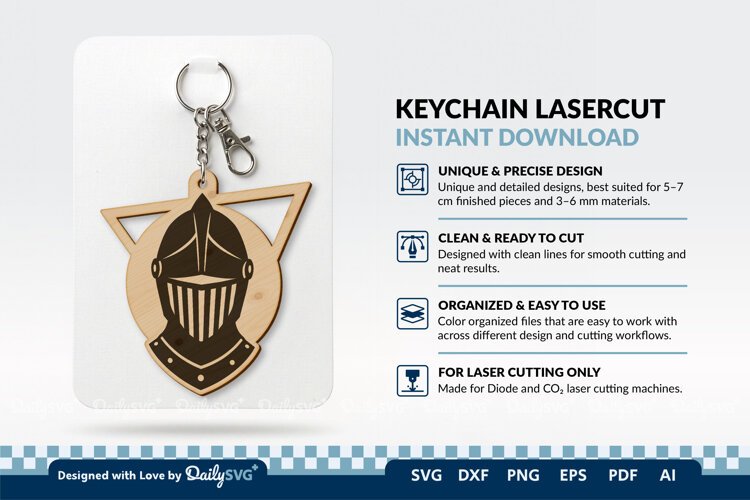 Medieval Helmet Geometric Keychain SVG | Knight Design example image 1