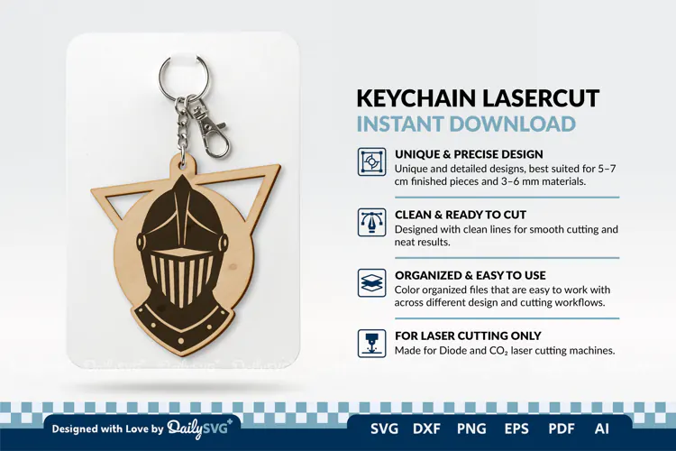 Medieval Helmet Geometric Keychain SVG | Knight Design