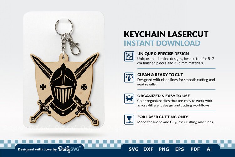 Medieval Sword and Helmet Keychain SVG example image 1