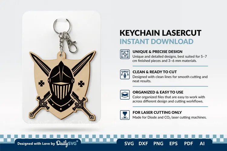 Medieval Sword and Helmet Keychain SVG