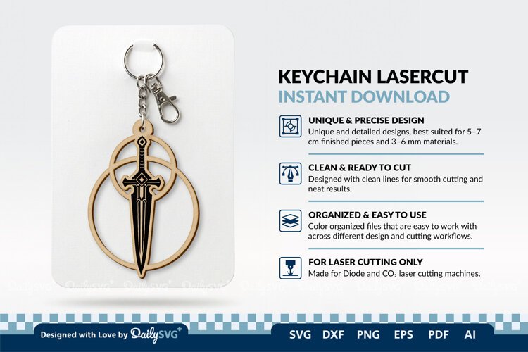 Medieval Sword Keychain SVG | Knight Sword Cut File example image 1