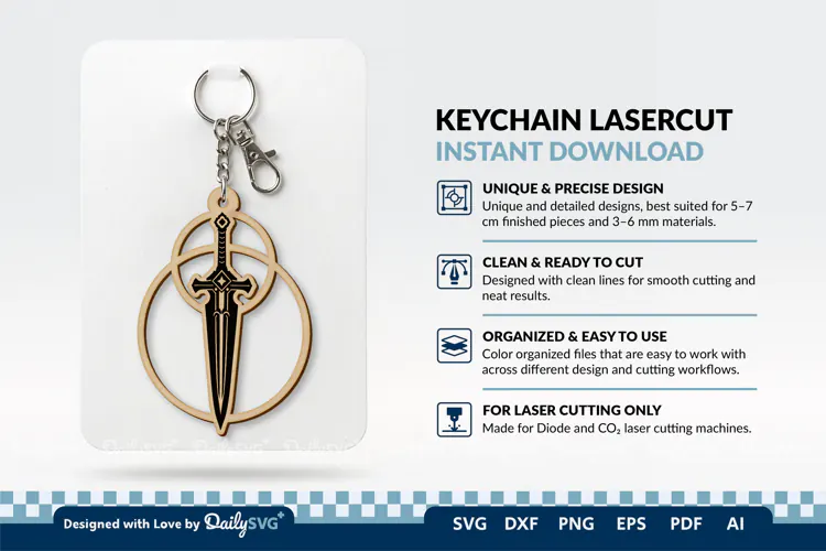 Medieval Sword Keychain SVG | Knight Sword Cut File
