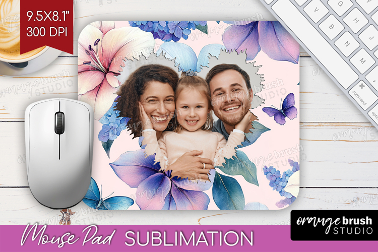 Floral Photo Mouse Pad PNG - Sping Flowers Picture Frame Pad