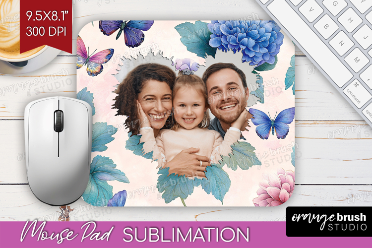 Floral Photo Mouse Pad PNG - Sping Flowers Picture Frame Pad