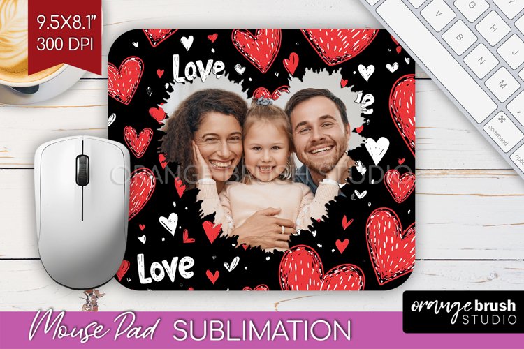 Valentines Day Photo Mouse Pad PNG - Heart Picture Frame Pad