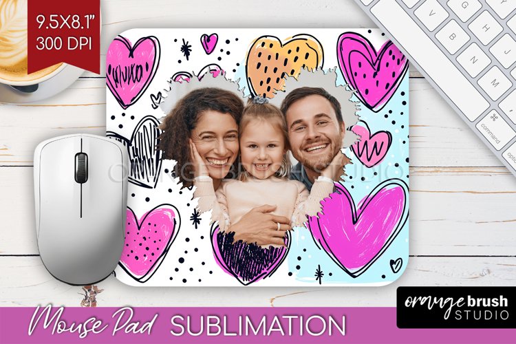 Valentines Day Photo Mouse Pad PNG - Heart Picture Frame Pad