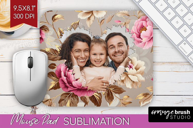 Floral Photo Mouse Pad PNG - Peony Flower Picture Frame Pad