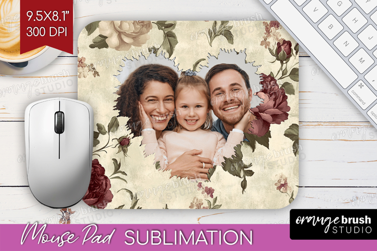 Floral Photo Mouse Pad PNG - Peony Flower Picture Frame Pad