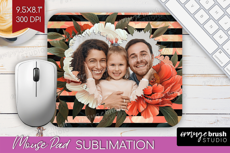 Floral Photo Mouse Pad PNG - Peony Flower Picture Frame Pad