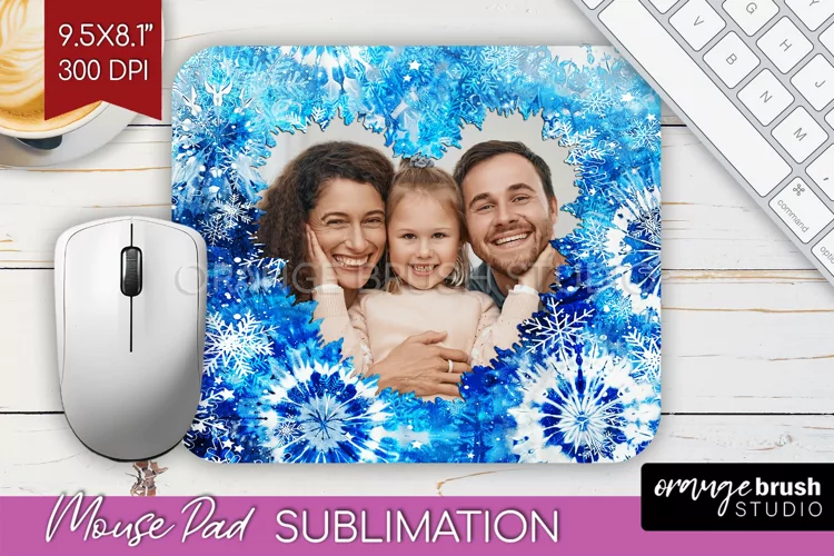 Winter Tie Dye Family Photo Frame Mouse Pad Sublimation