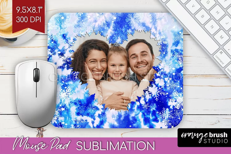 Winter Tie Dye Family Photo Frame Mouse Pad Sublimation