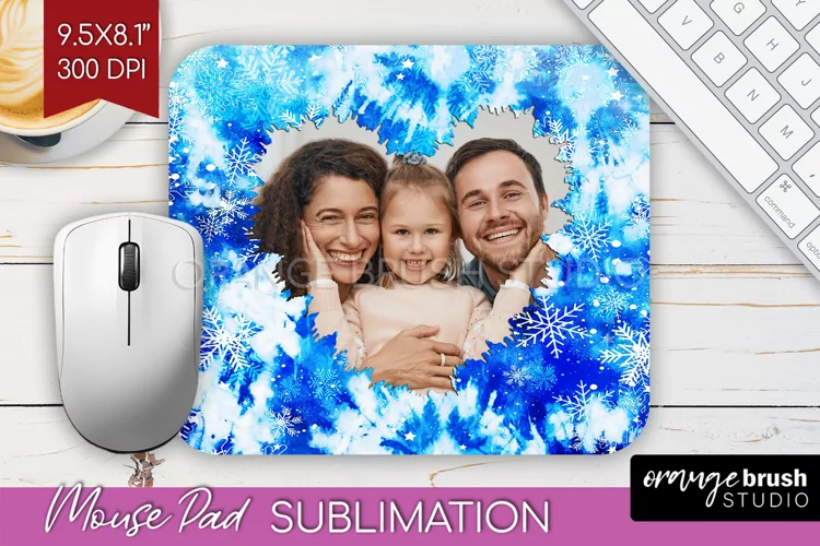Winter Tie Dye Family Photo Frame Mouse Pad Sublimation