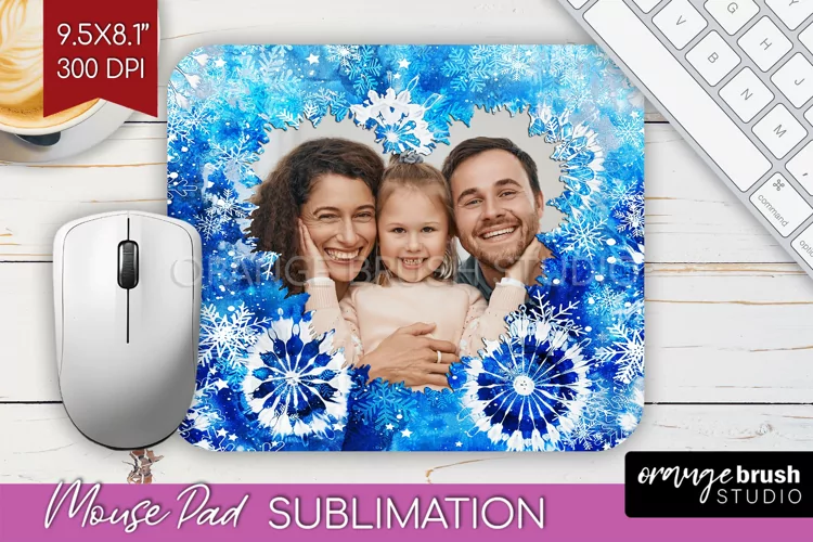 Winter Tie Dye Family Photo Frame Mouse Pad Sublimation