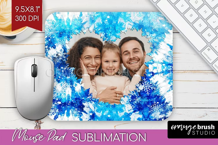 Winter Tie Dye Family Photo Frame Mouse Pad Sublimation