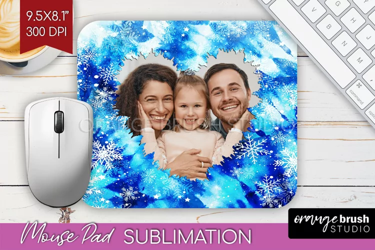 Winter Tie Dye Family Photo Frame Mouse Pad Sublimation