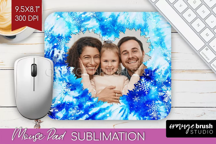 Winter Tie Dye Family Photo Frame Mouse Pad Sublimation