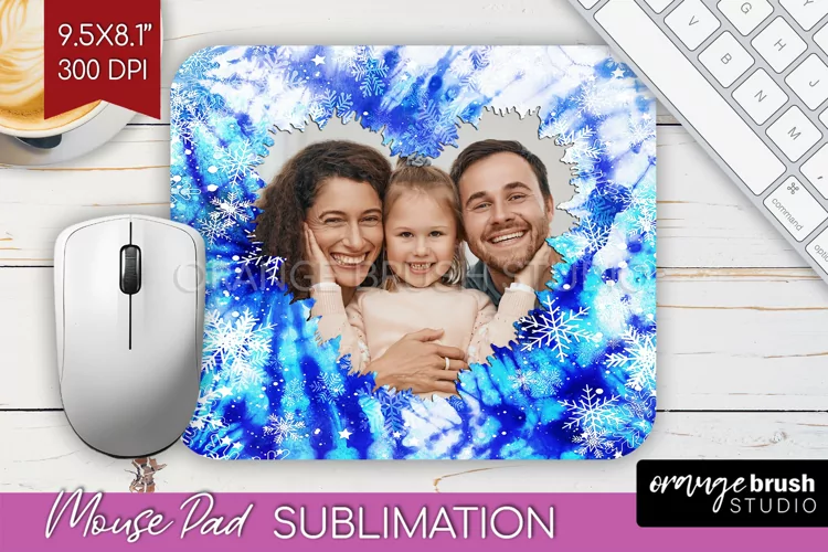 Winter Tie Dye Family Photo Frame Mouse Pad Sublimation