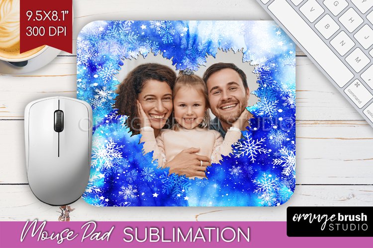 Winter Tie Dye Family Photo Frame Mouse Pad Sublimation example image 1