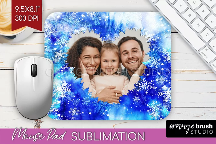 Winter Tie Dye Family Photo Frame Mouse Pad Sublimation