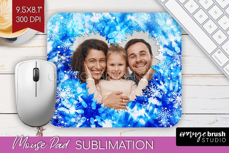 Winter Tie Dye Family Photo Frame Mouse Pad Sublimation example image 1