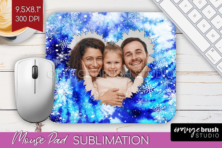 Winter Tie Dye Family Photo Frame Mouse Pad Sublimation example image 1